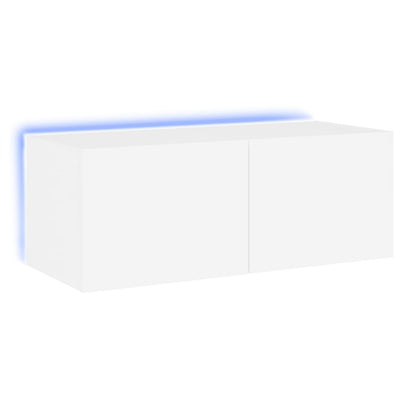 TV-seinäkaappi LED-valoilla valkoinen 80x35x31 cm
