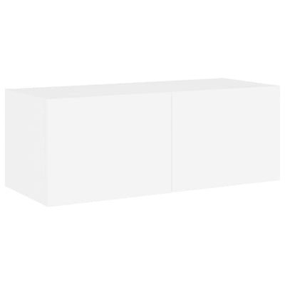 TV-seinäkaappi LED-valoilla valkoinen 80x35x31 cm