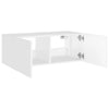 TV-seinäkaappi LED-valoilla valkoinen 80x35x31 cm