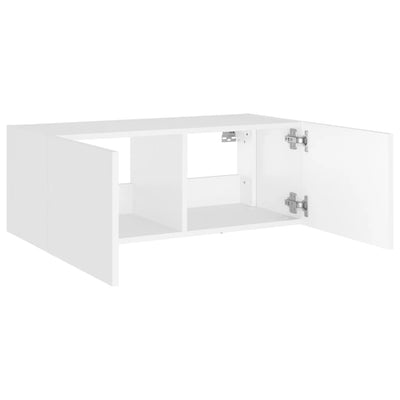 TV-seinäkaappi LED-valoilla valkoinen 80x35x31 cm