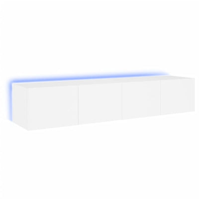 TV-seinäkaapit LED-valoilla 2 kpl valkoinen 80x35x31 cm