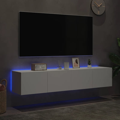 TV-seinäkaapit LED-valoilla 2 kpl valkoinen 80x35x31 cm