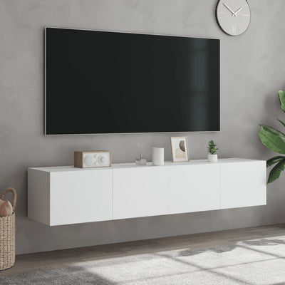 TV-seinäkaapit LED-valoilla 2 kpl valkoinen 80x35x31 cm