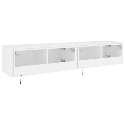TV-seinäkaapit LED-valoilla 2 kpl valkoinen 80x35x31 cm