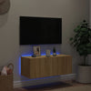 TV-seinäkaappi LED-valoilla Sonoma-tammi 80x35x31 cm