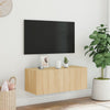 TV-seinäkaappi LED-valoilla Sonoma-tammi 80x35x31 cm