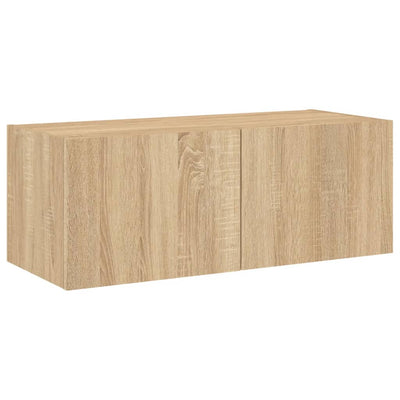 TV-seinäkaappi LED-valoilla Sonoma-tammi 80x35x31 cm