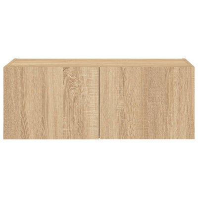 TV-seinäkaappi LED-valoilla Sonoma-tammi 80x35x31 cm