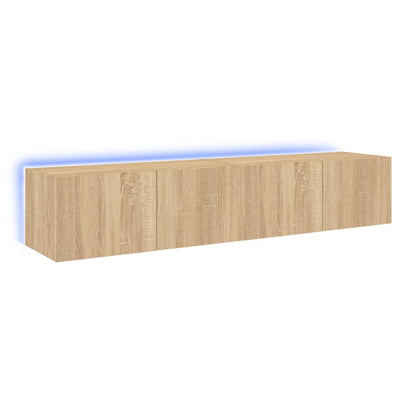 TV-seinäkaapit LED-valoilla 2 kpl Sonoma-tammi 80x35x31 cm