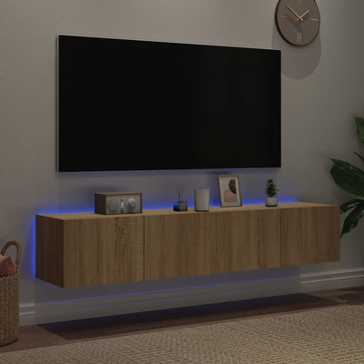 TV-seinäkaapit LED-valoilla 2 kpl Sonoma-tammi 80x35x31 cm