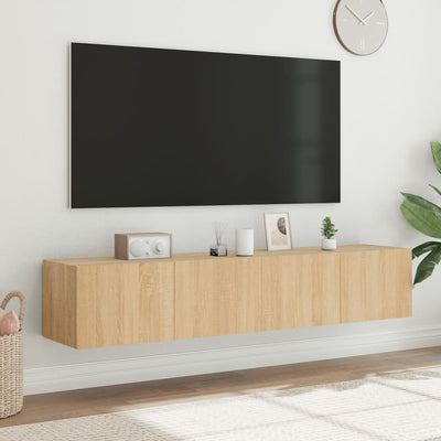 TV-seinäkaapit LED-valoilla 2 kpl Sonoma-tammi 80x35x31 cm