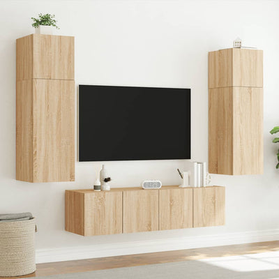 TV-seinäkaapit LED-valoilla 2 kpl Sonoma-tammi 80x35x31 cm
