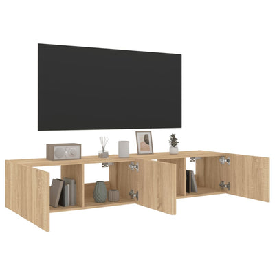 TV-seinäkaapit LED-valoilla 2 kpl Sonoma-tammi 80x35x31 cm