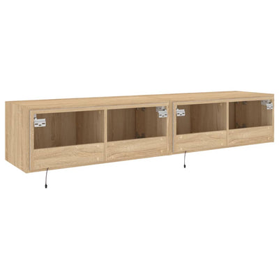 TV-seinäkaapit LED-valoilla 2 kpl Sonoma-tammi 80x35x31 cm
