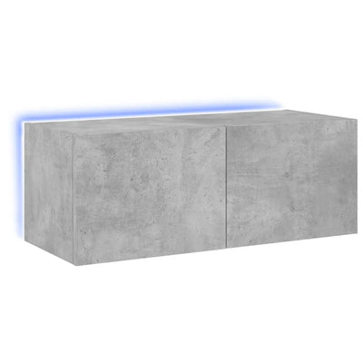 TV-seinäkaappi LED-valoilla betoninharmaa 80x35x31 cm