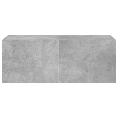 TV-seinäkaappi LED-valoilla betoninharmaa 80x35x31 cm