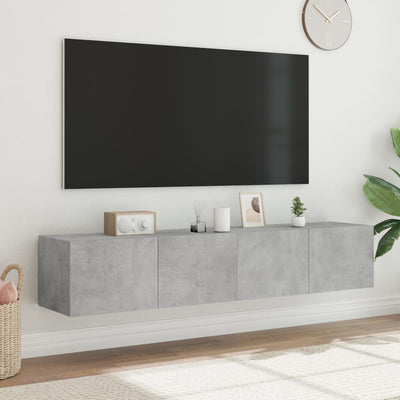 TV-seinäkaapit LED-valoilla 2 kpl betoninharmaa 80x35x31 cm