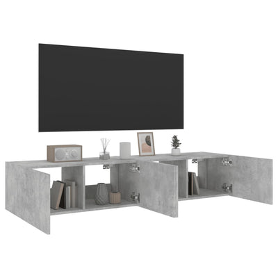 TV-seinäkaapit LED-valoilla 2 kpl betoninharmaa 80x35x31 cm