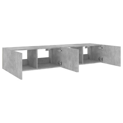 TV-seinäkaapit LED-valoilla 2 kpl betoninharmaa 80x35x31 cm