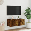 TV-seinäkaappi LED-valoilla savutammi 80x35x31 cm