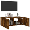 TV-seinäkaappi LED-valoilla savutammi 80x35x31 cm