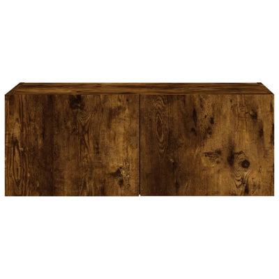 TV-seinäkaappi LED-valoilla savutammi 80x35x31 cm