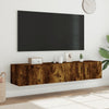 TV-seinäkaapit LED-valoilla 2 kpl savutammi 80x35x31 cm