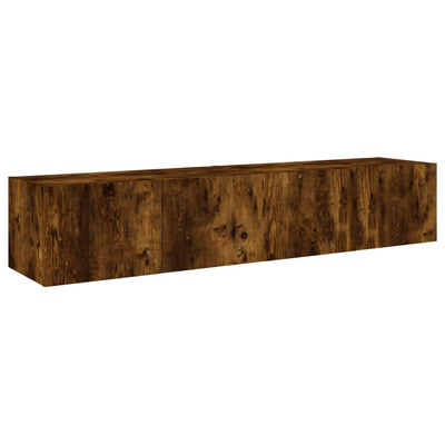 TV-seinäkaapit LED-valoilla 2 kpl savutammi 80x35x31 cm
