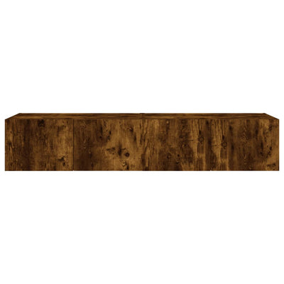 TV-seinäkaapit LED-valoilla 2 kpl savutammi 80x35x31 cm