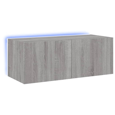 TV-seinäkaappi LED-valoilla harmaa Sonoma 80x35x31 cm