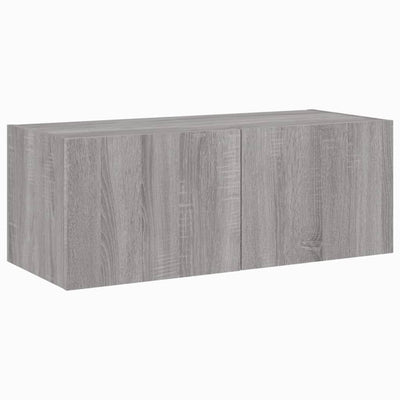TV-seinäkaappi LED-valoilla harmaa Sonoma 80x35x31 cm