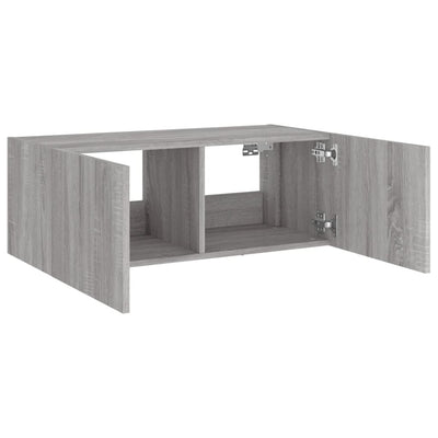 TV-seinäkaappi LED-valoilla harmaa Sonoma 80x35x31 cm