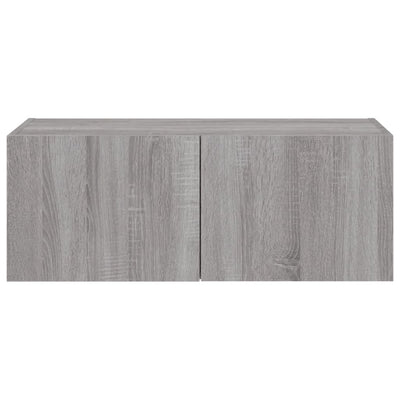 TV-seinäkaappi LED-valoilla harmaa Sonoma 80x35x31 cm