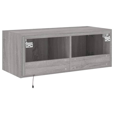 TV-seinäkaappi LED-valoilla harmaa Sonoma 80x35x31 cm