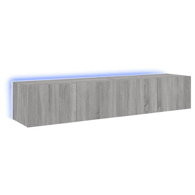TV-seinäkaapit LED-valoilla 2 kpl harmaa Sonoma 80x35x31 cm