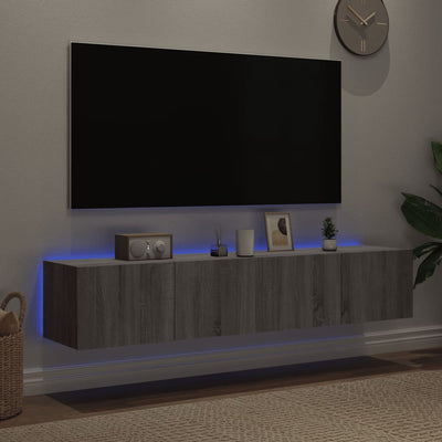 TV-seinäkaapit LED-valoilla 2 kpl harmaa Sonoma 80x35x31 cm
