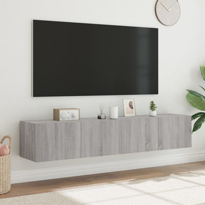 TV-seinäkaapit LED-valoilla 2 kpl harmaa Sonoma 80x35x31 cm