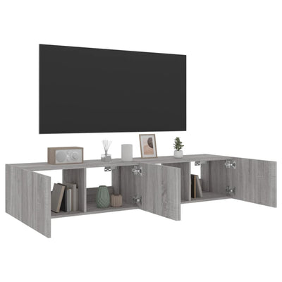 TV-seinäkaapit LED-valoilla 2 kpl harmaa Sonoma 80x35x31 cm
