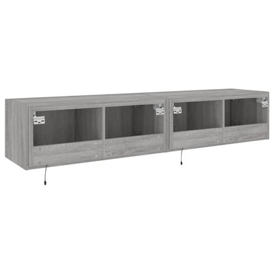 TV-seinäkaapit LED-valoilla 2 kpl harmaa Sonoma 80x35x31 cm