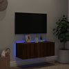 TV-seinäkaappi LED-valoilla ruskea tammi 80x35x31 cm