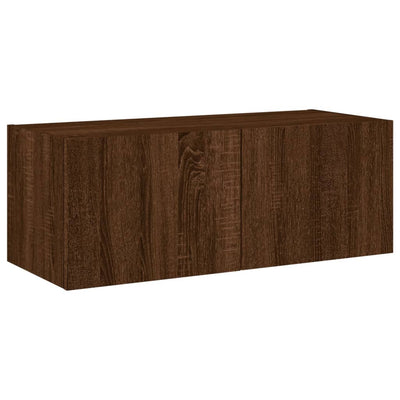 TV-seinäkaappi LED-valoilla ruskea tammi 80x35x31 cm