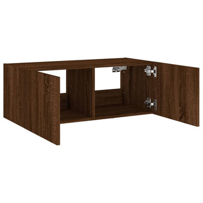 TV-seinäkaappi LED-valoilla ruskea tammi 80x35x31 cm
