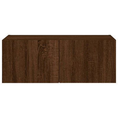 TV-seinäkaappi LED-valoilla ruskea tammi 80x35x31 cm