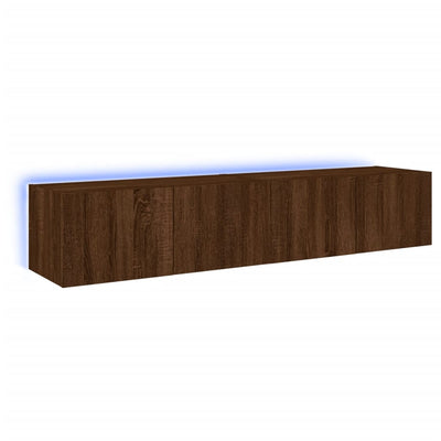 TV-seinäkaapit LED-valoilla 2 kpl ruskea tammi 80x35x31 cm