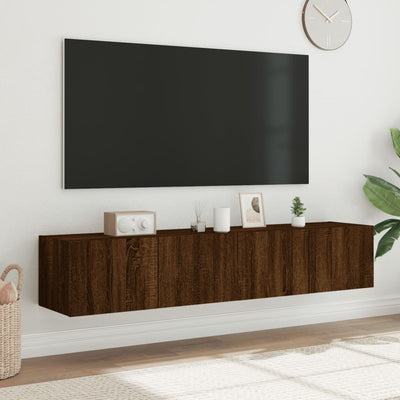 TV-seinäkaapit LED-valoilla 2 kpl ruskea tammi 80x35x31 cm