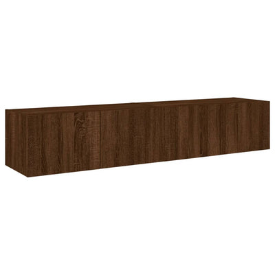 TV-seinäkaapit LED-valoilla 2 kpl ruskea tammi 80x35x31 cm