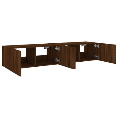 TV-seinäkaapit LED-valoilla 2 kpl ruskea tammi 80x35x31 cm