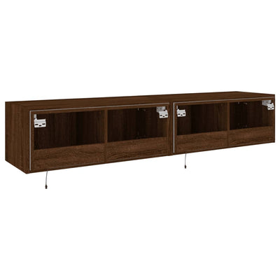 TV-seinäkaapit LED-valoilla 2 kpl ruskea tammi 80x35x31 cm