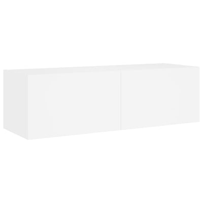 TV-seinäkaappi LED-valoilla valkoinen 100x35x31 cm