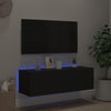 TV-seinäkaappi LED-valoilla musta 100x35x31 cm